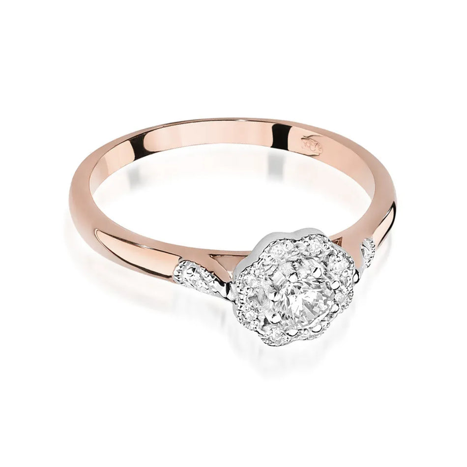 Zlatý prsteň s diamantmi 0,23 ct a 0,05 ct