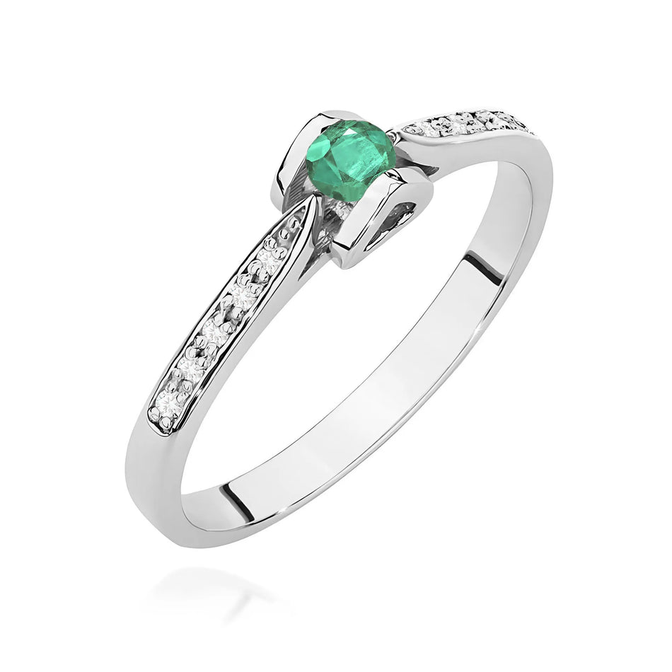Gold Ring with 0.15ct Emerald and 0.05ct Diamonds