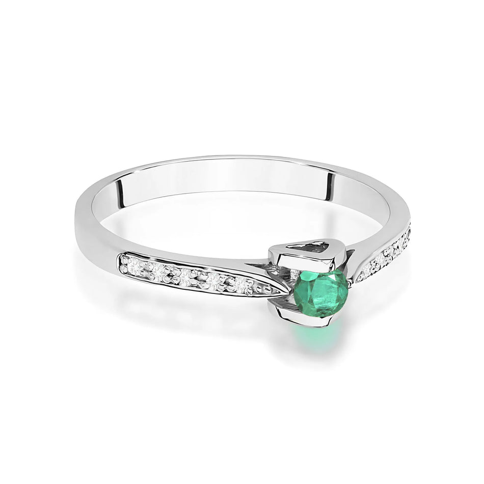 Gold Ring with 0.15ct Emerald and 0.05ct Diamonds