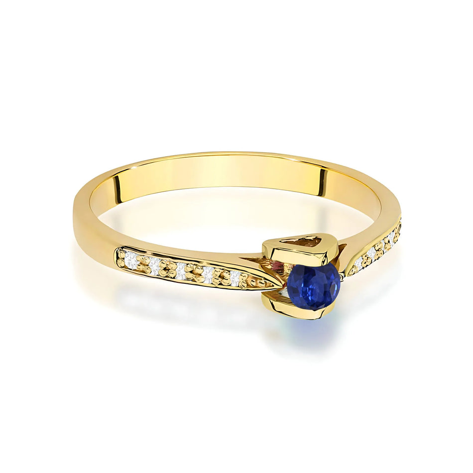 Gold Ring with 0.15ct Sapphire and 0.05ct Diamonds