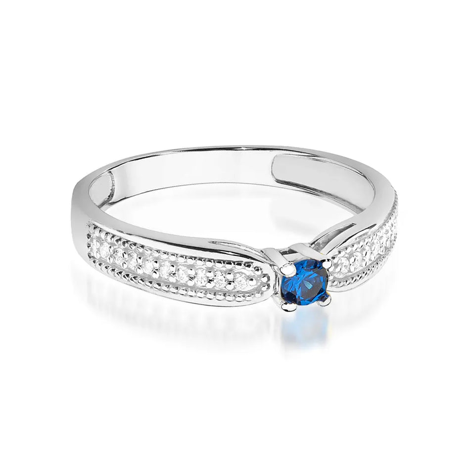 Gold Ring with 0.15ct Sapphire and 0.09ct Diamonds