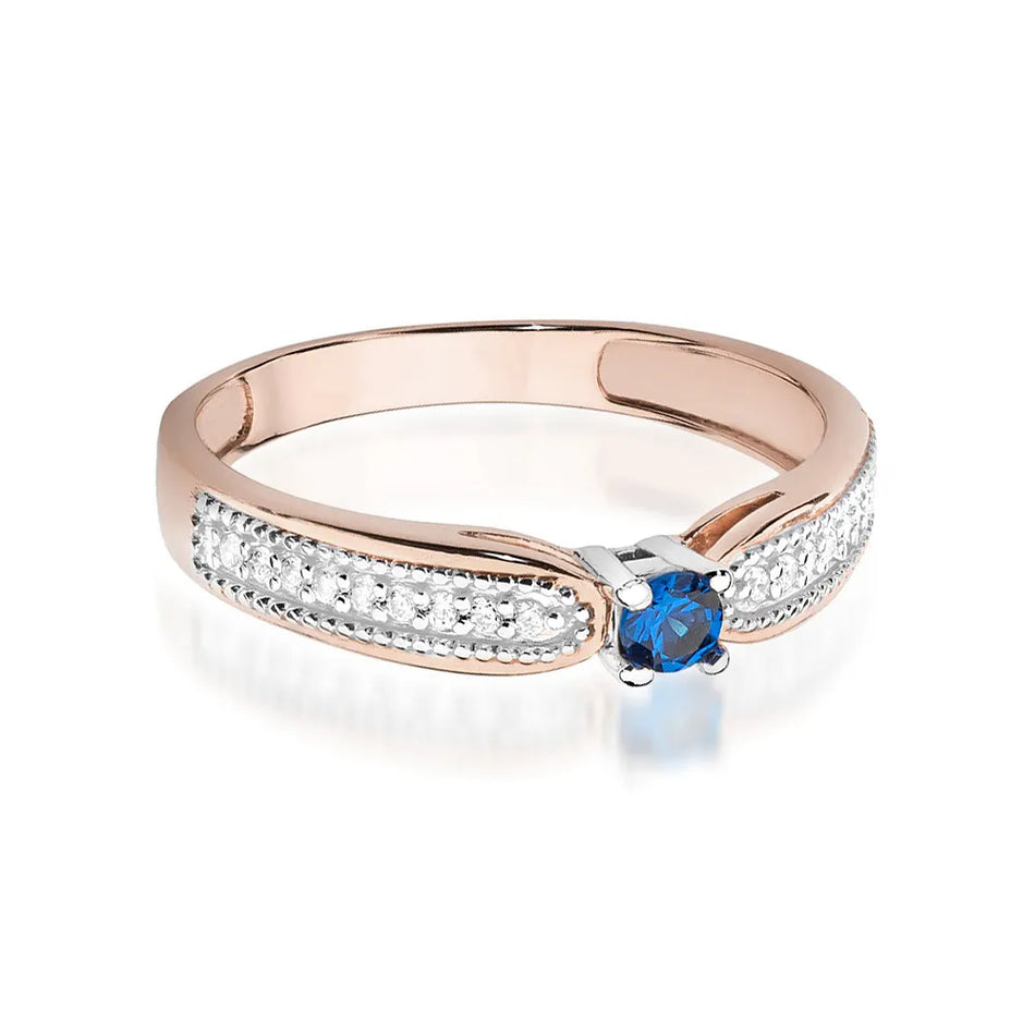 Gold Ring with 0.15ct Sapphire and 0.09ct Diamonds