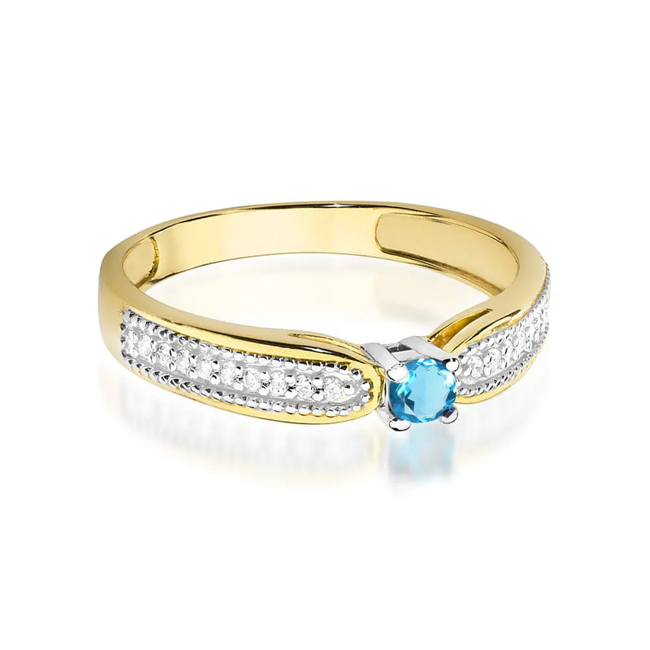 Gold Ring with 0.15ct Topaz and 0.09ct Diamonds