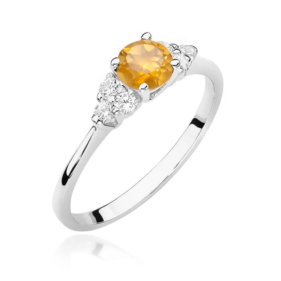 Gold Ring with 0.50ct Citrin and 0.18ct Diamonds