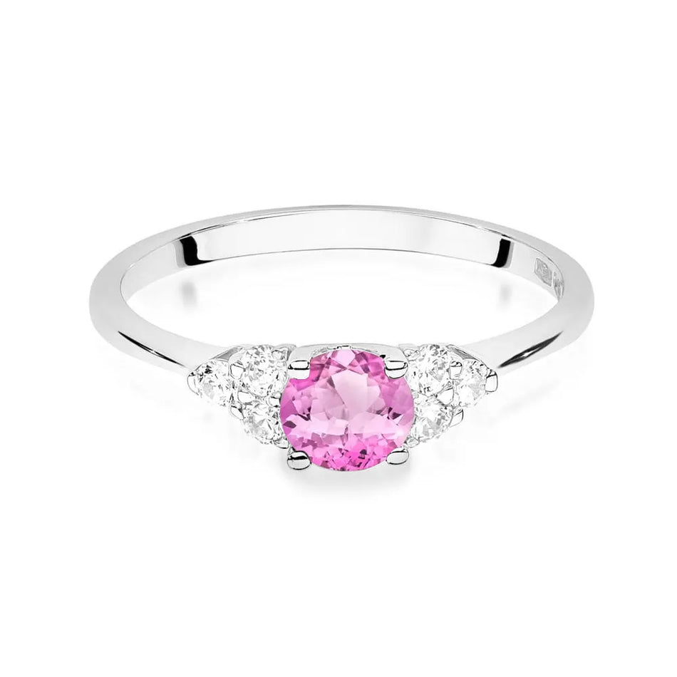 Gold Ring with 0.60ct Pink Topaz and 0.18ct Diamonds