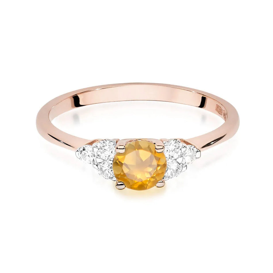 Gold Ring with 0.50ct Citrin and 0.18ct Diamonds