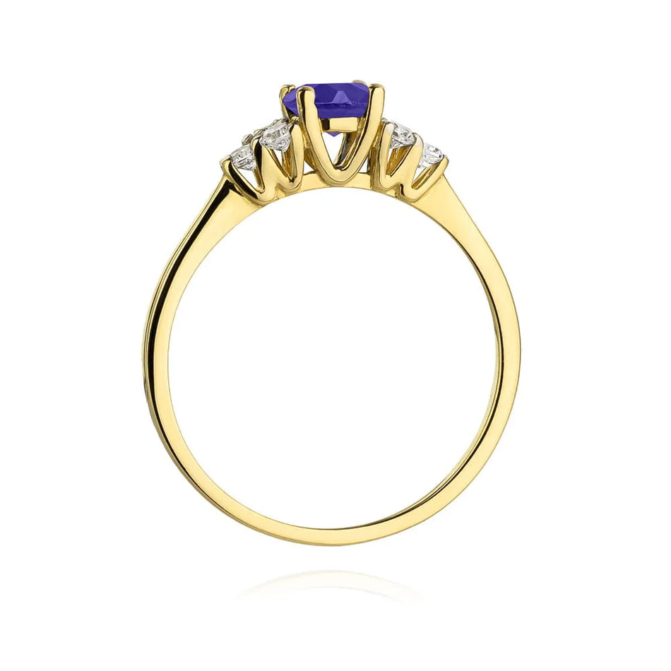Gold Ring with 0.50ct Tansanit and 0.18ct Diamonds