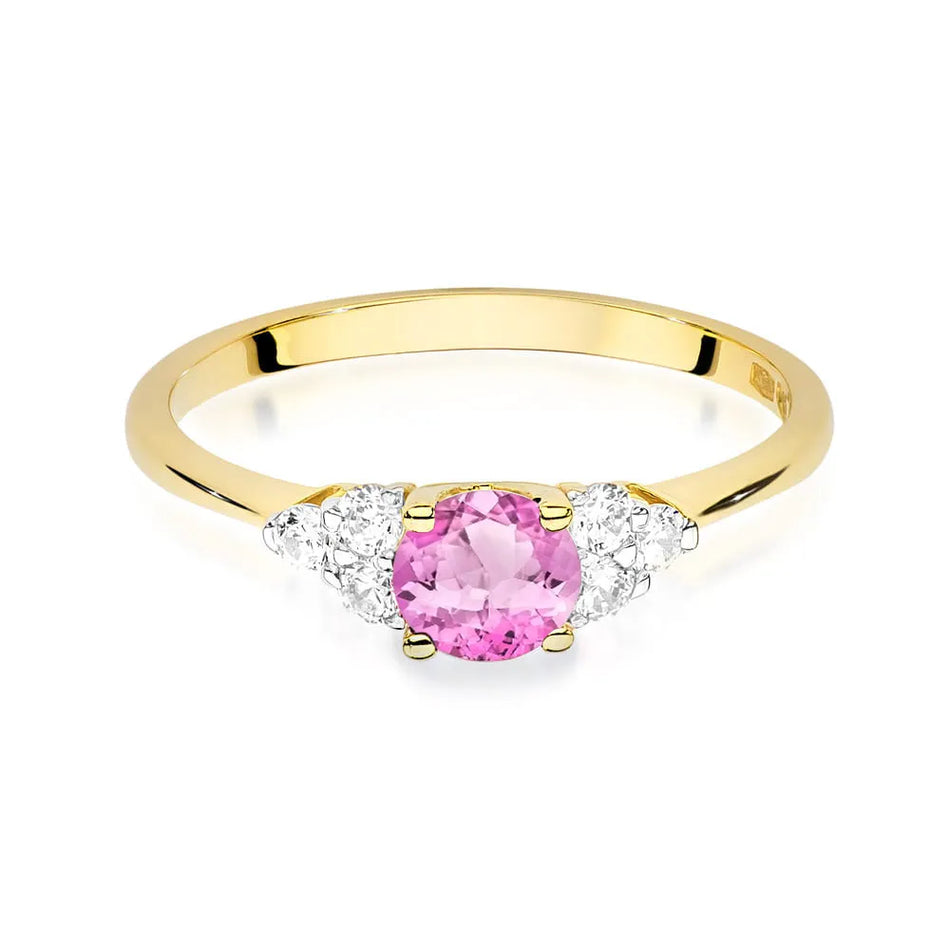 Gold Ring with 0.60ct Pink Topaz and 0.18ct Diamonds