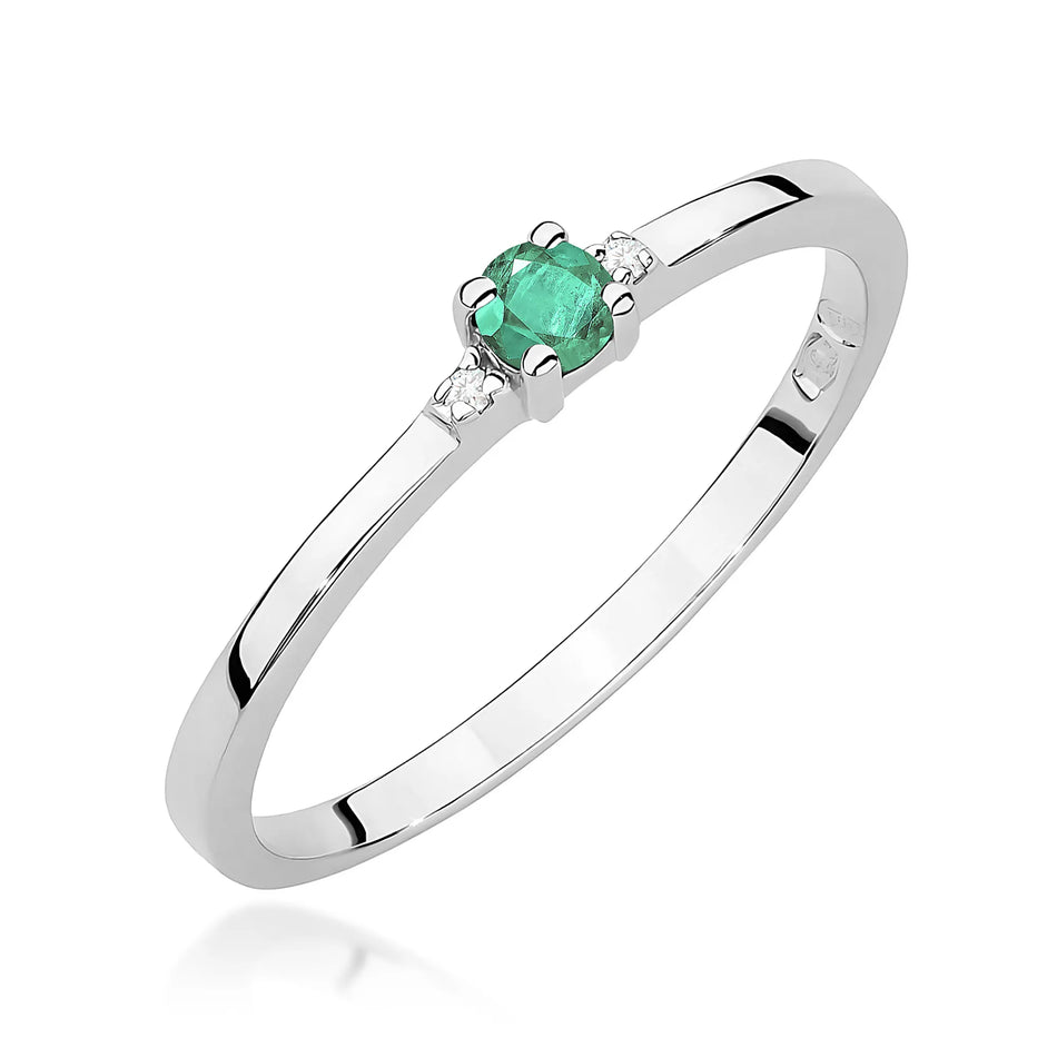 Gold Ring with 0.15ct Emerald and 0.01ct Diamonds