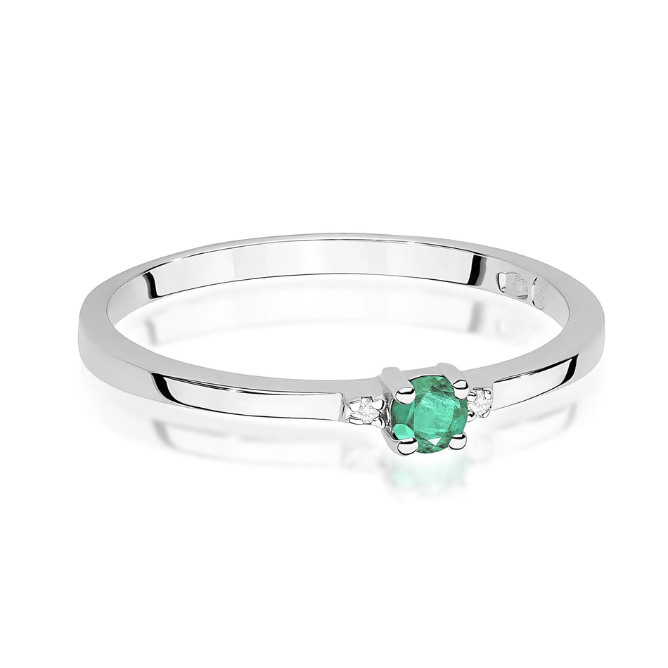 Gold Ring with 0.15ct Emerald and 0.01ct Diamonds