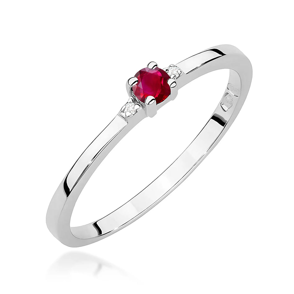 Gold Ring with 0.15ct Ruby and 0.01ct Diamonds