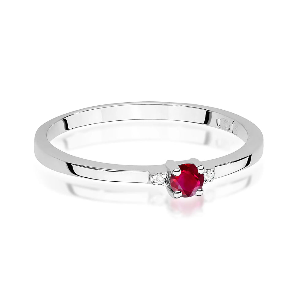Gold Ring with 0.15ct Ruby and 0.01ct Diamonds