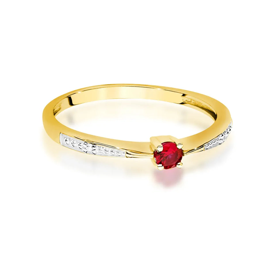 Gold Ring with 0.15ct Ruby and 0.01ct Diamonds