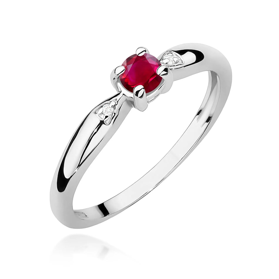 Gold Ring with 0.15ct Ruby and 0.01ct Diamonds