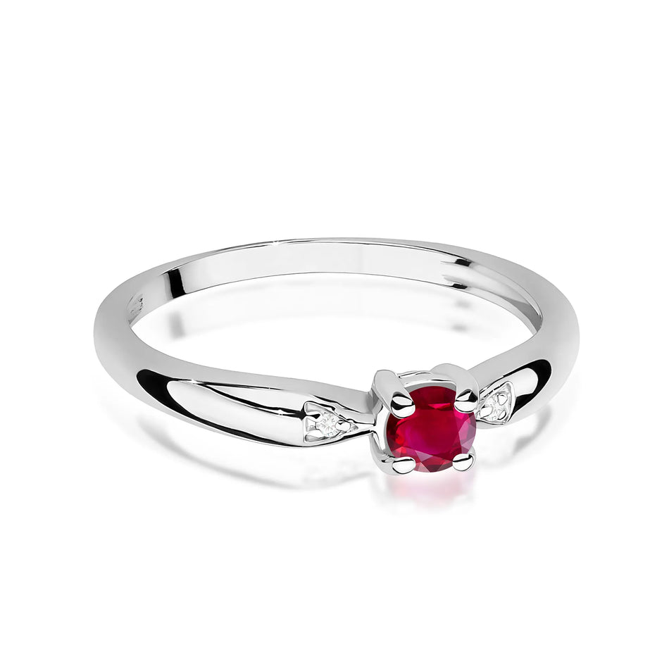 Gold Ring with 0.15ct Ruby and 0.01ct Diamonds