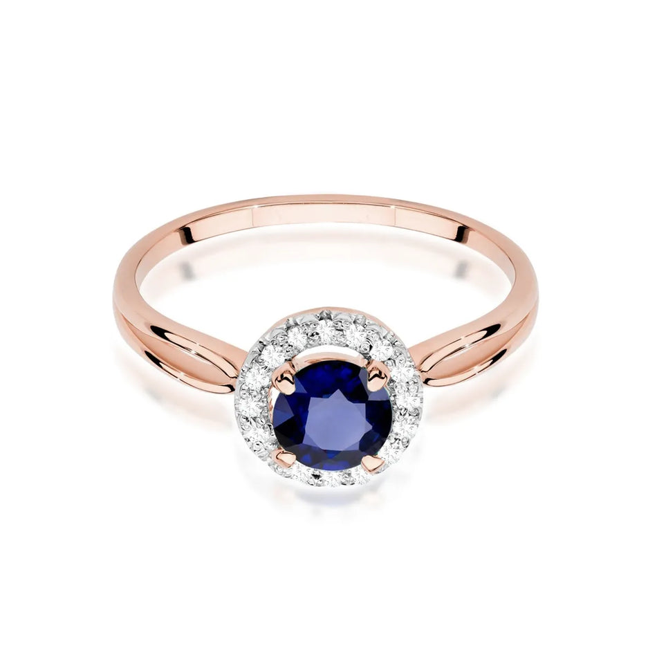 Gold Ring with 1.00ct Sapphire and 0.08ct Diamonds