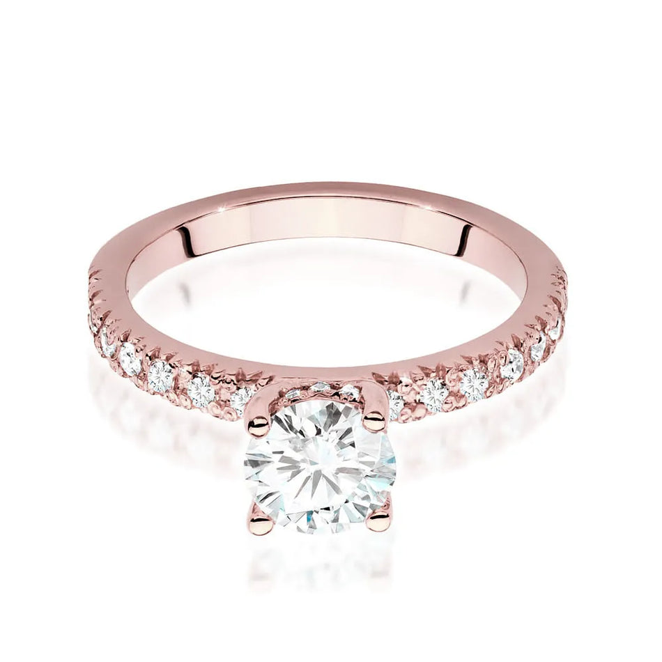 Zlatý prsteň s diamantom 0,70 ct a postrannými diamantmi 0,263 ct