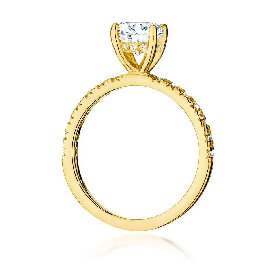 Gold Ring with 1.00ct Diamond and 0.263ct Sideline Diamonds