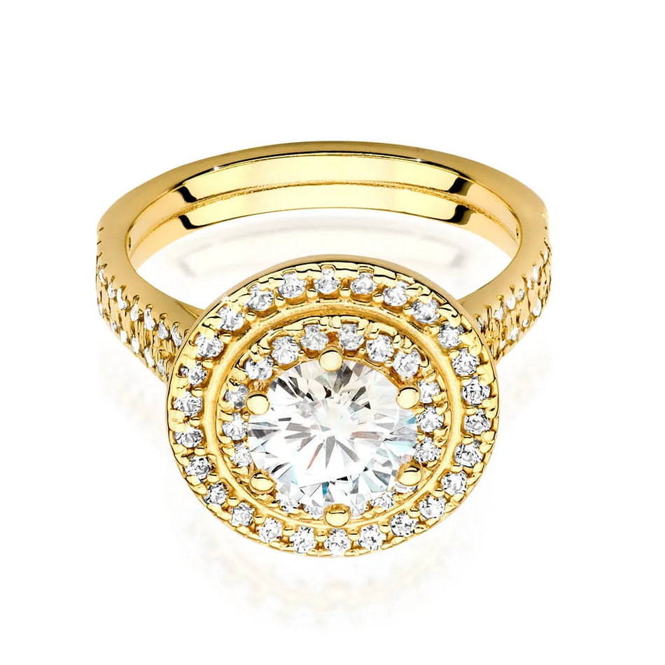 Gold Ring with 1.00ct Diamond and 0.633ct Sideline Diamonds