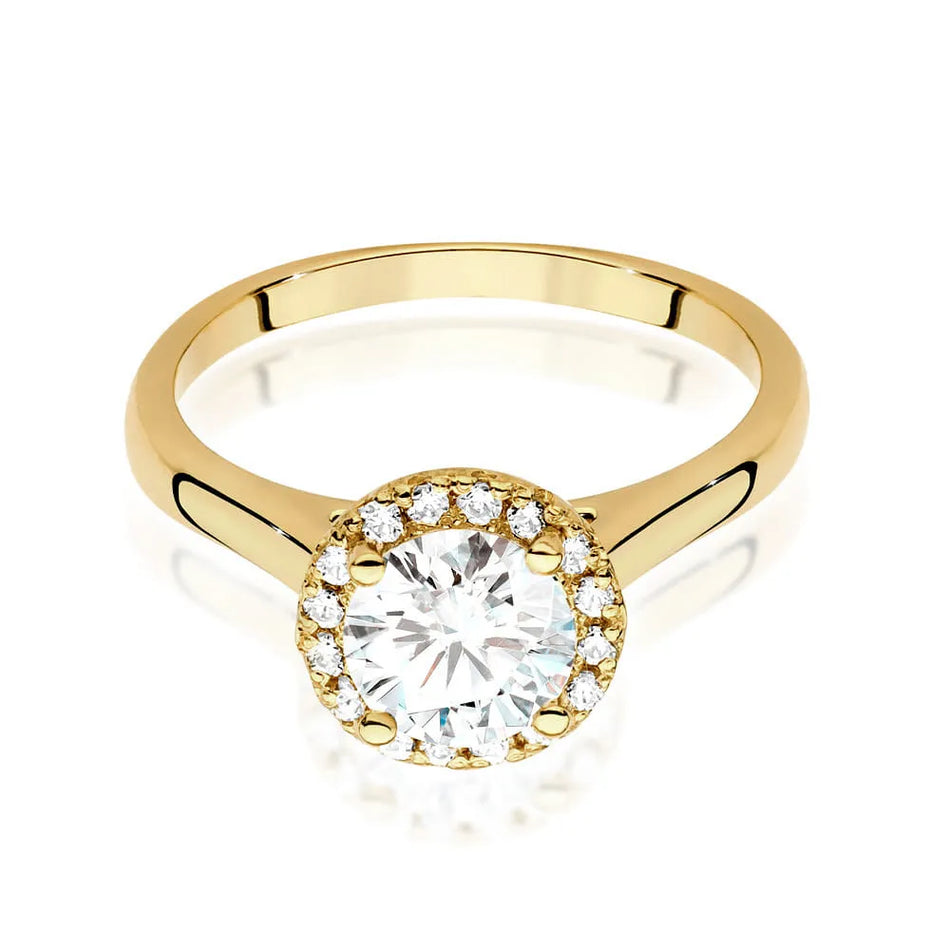 Gold Ring with 1.00ct Diamond and 0.138ct Sideline Diamonds