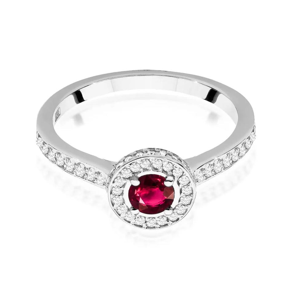 Gold Ring with 0.30ct Ruby and 0.343ct Sideline Diamonds
