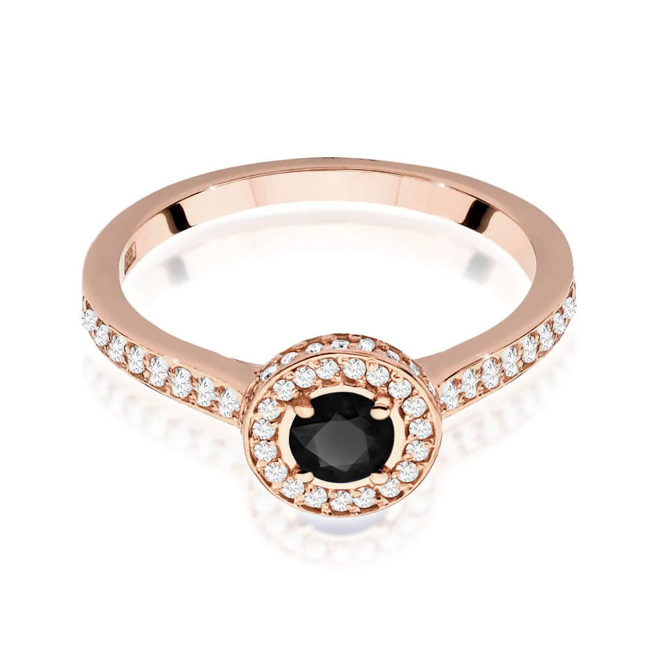 Gold Ring with 0.30ct Black diamond and 0.343ct Sideline Diamonds
