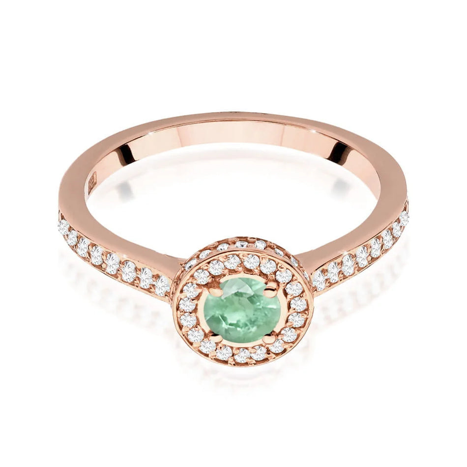 Gold Ring with 0.30ct Emerald and 0.343ct Sideline Diamonds