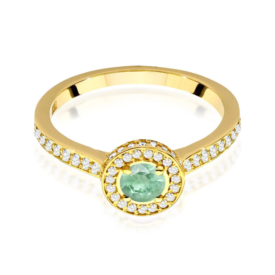 Gold Ring with 0.30ct Emerald and 0.343ct Sideline Diamonds