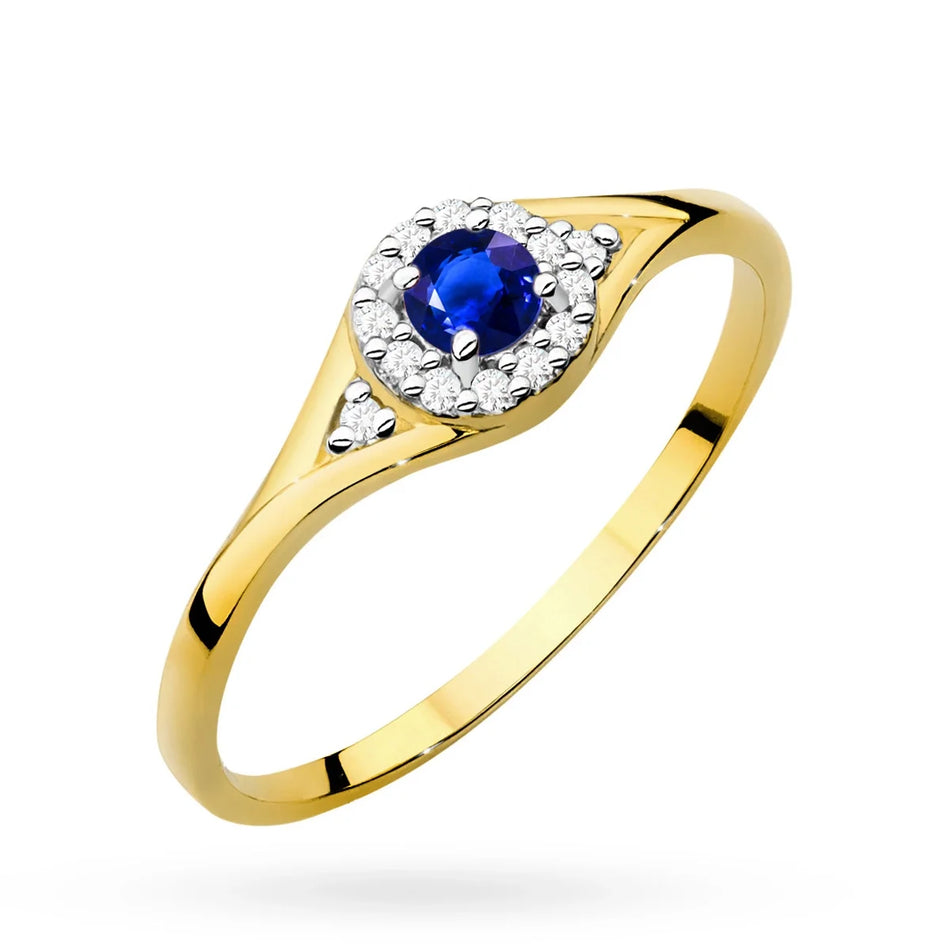 Gold Ring with Blue Zirconia