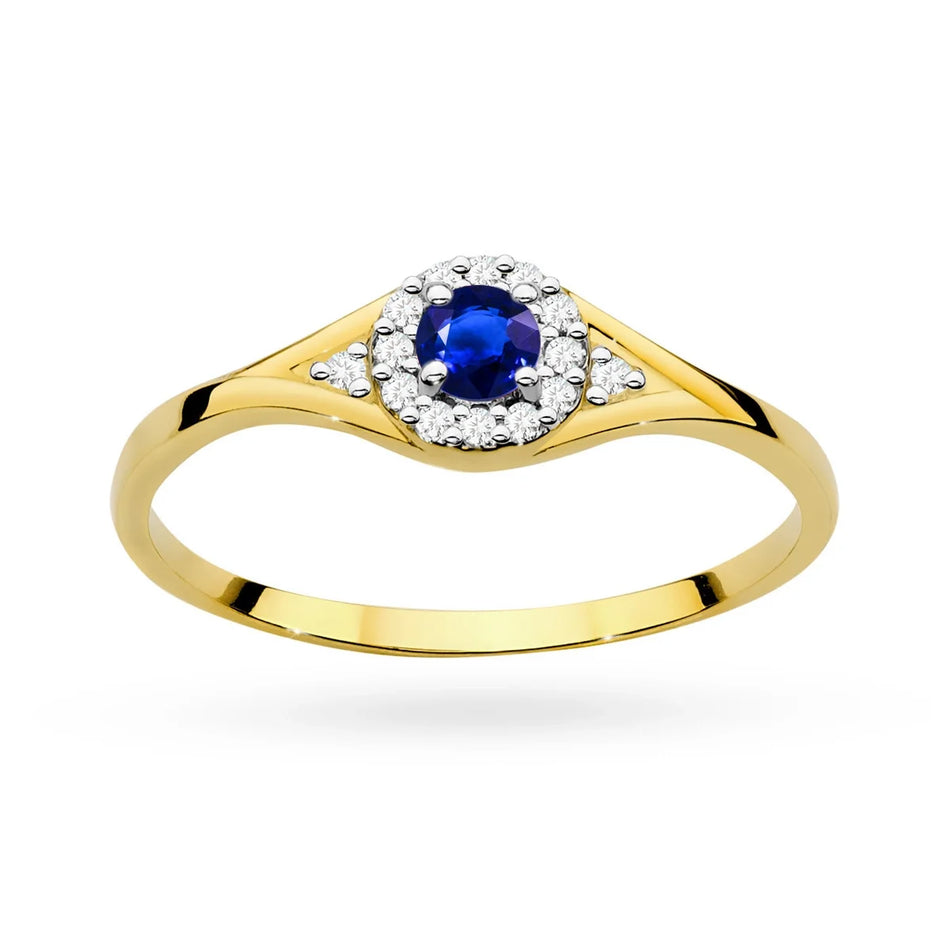 Gold Ring with Blue Zirconia