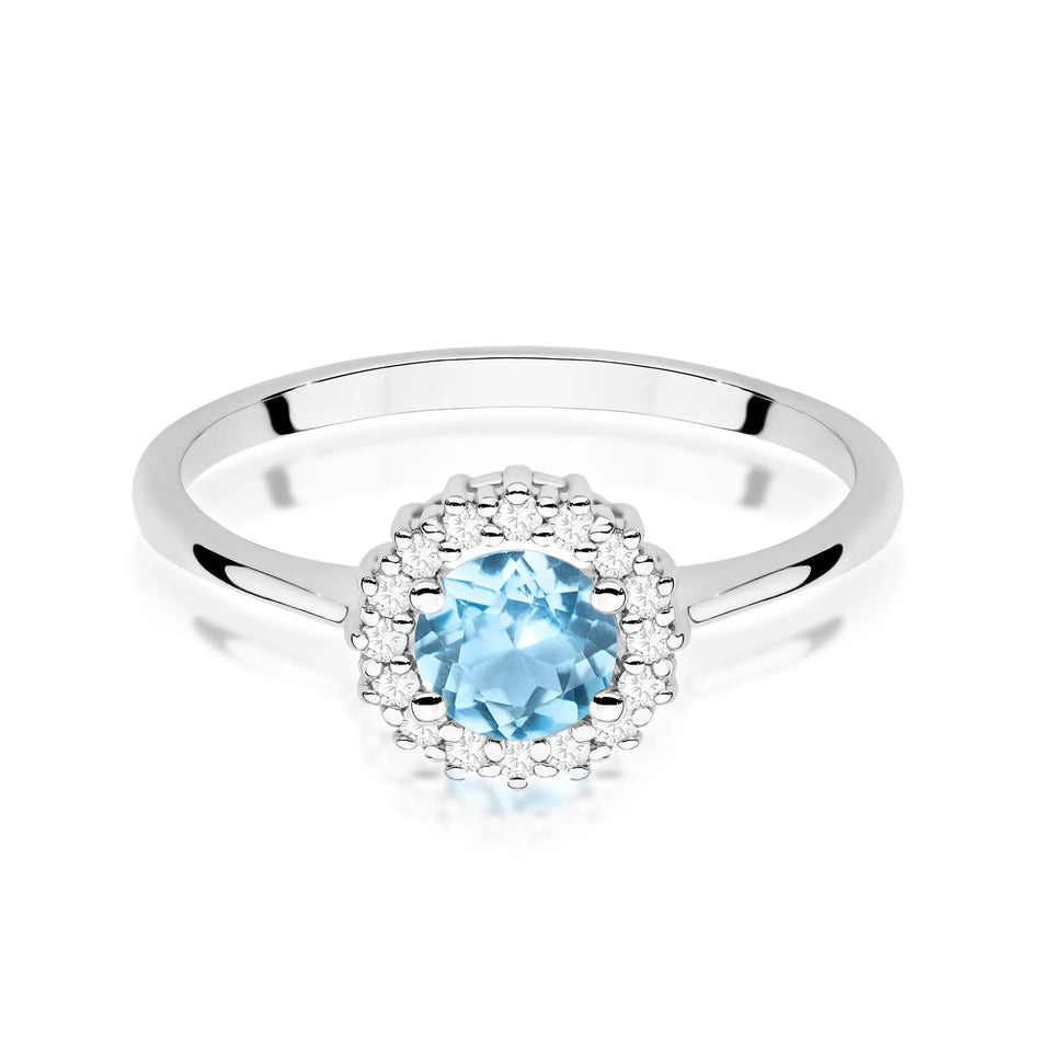 Zlatý prsteň s topásom 0,50 ct a diamantmi Kvet