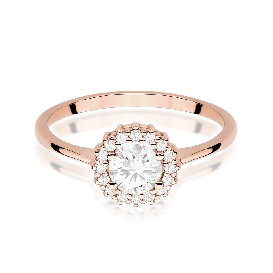 Zlatý prsteň s 0,60 ct bielym zafírom a diamantmi Kvet