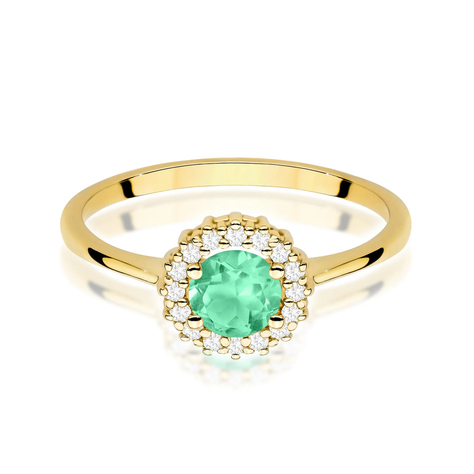 Gold ring with 0.50ct emerald and diamonds Flower