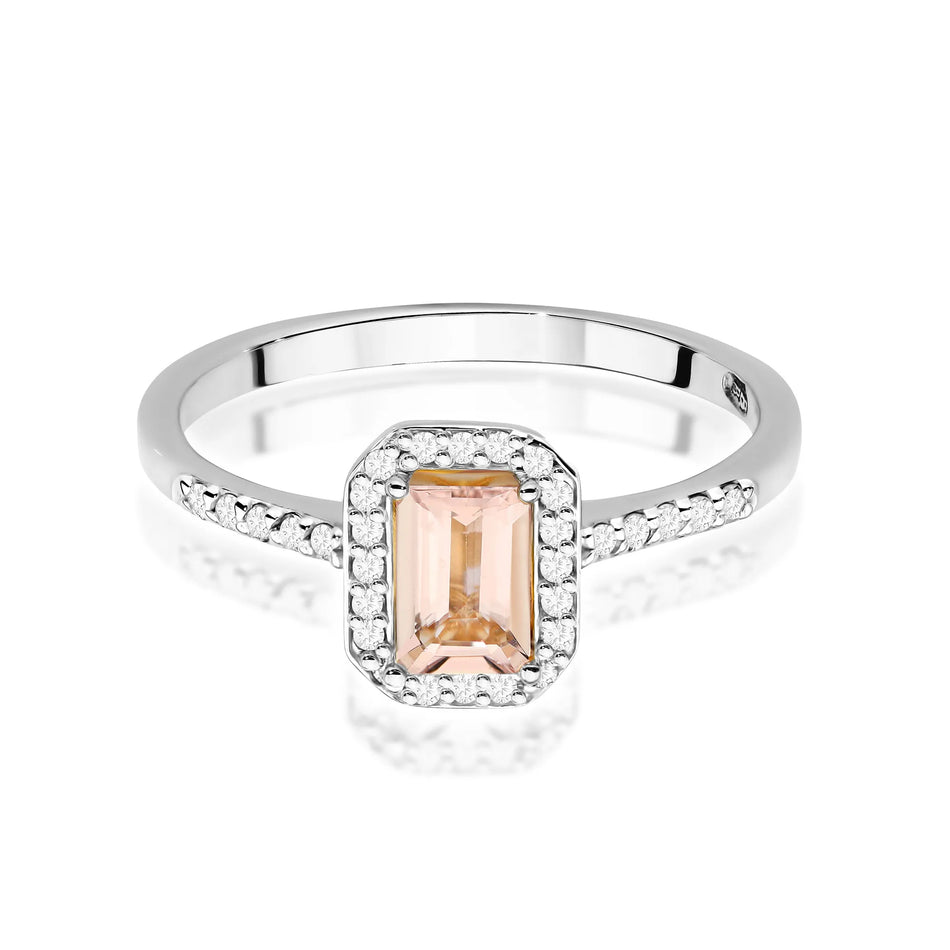 Gold Ring with 0.60ct Morganite and 0.186ct Diamonds