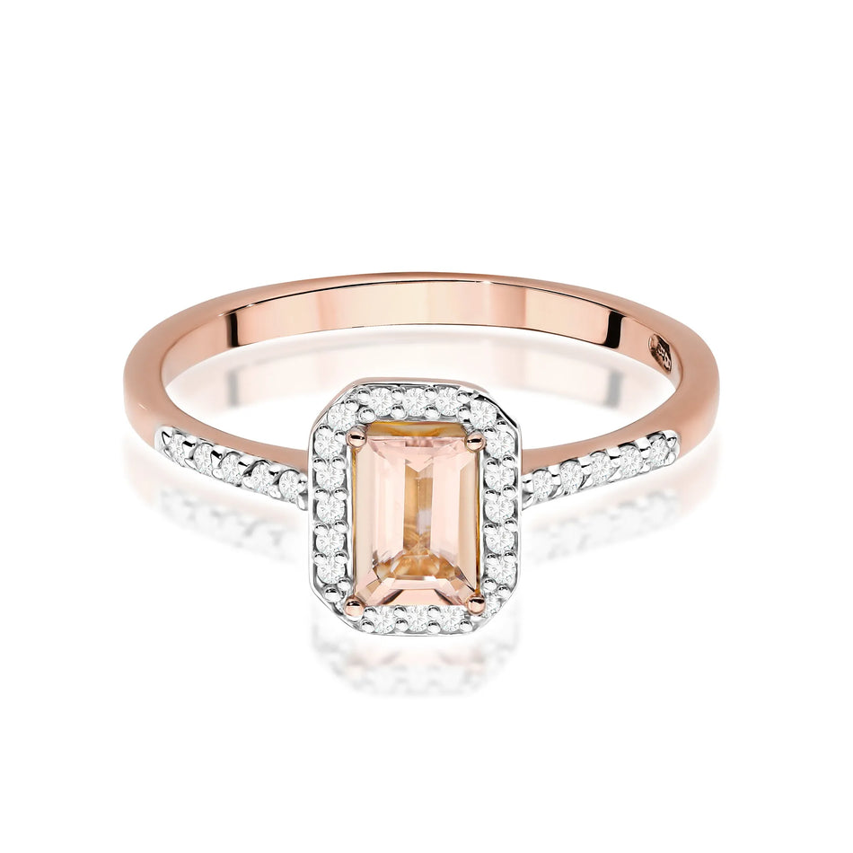 Gold Ring with 0.60ct Morganite and 0.186ct Diamonds
