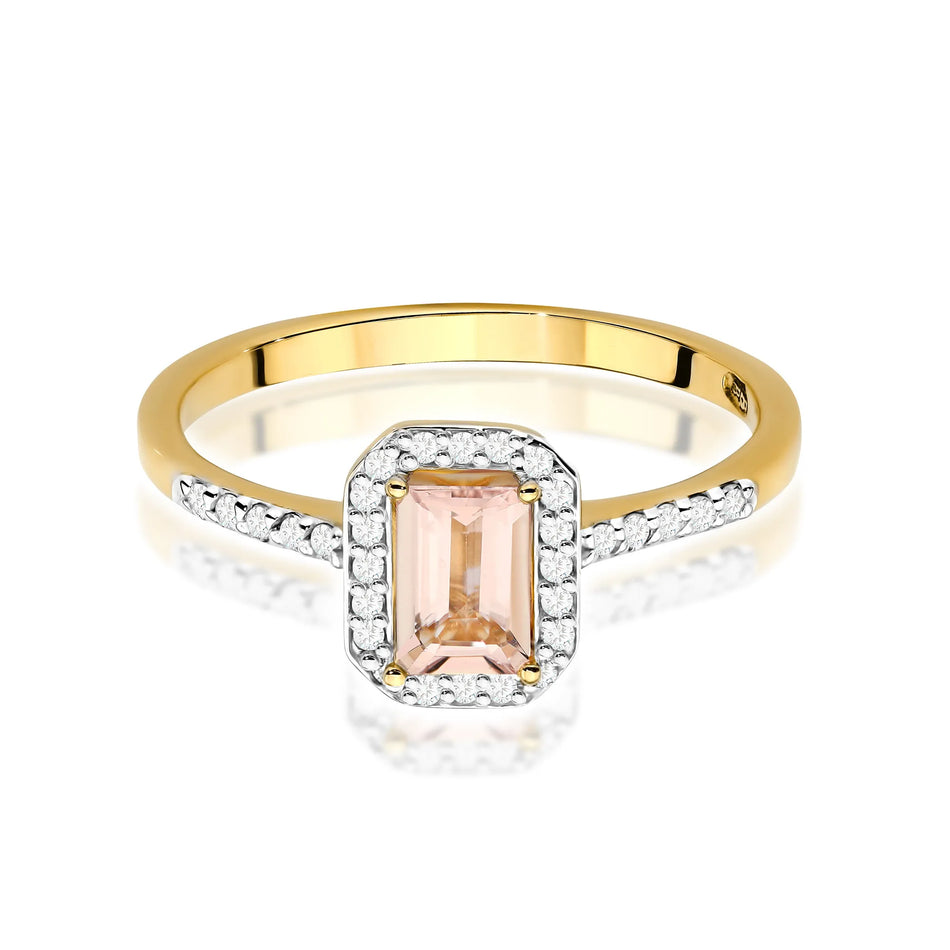 Gold Ring with 0.60ct Morganite and 0.186ct Diamonds