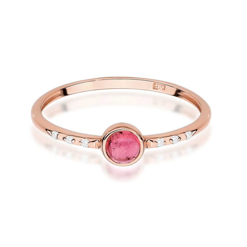 Gold Ring with 0.30ct Pink Tourmaline and 0.03ct Diamonds