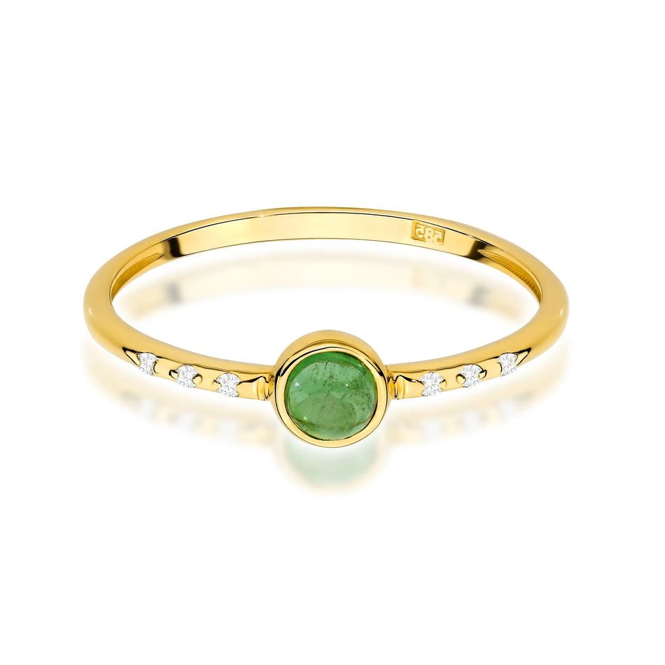 Gold Ring with 0.30ct Green Tourmaline and 0.03ct Diamonds