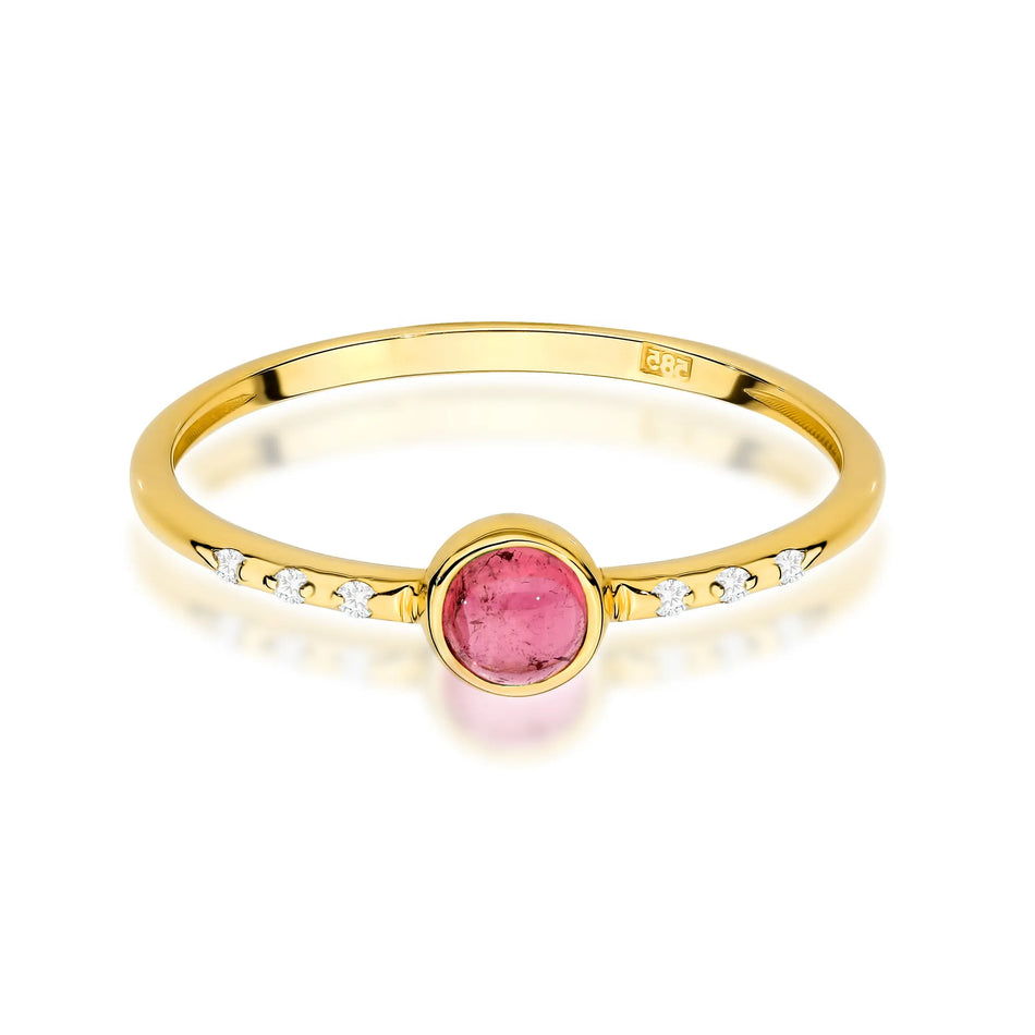 Gold Ring with 0.30ct Pink Tourmaline and 0.03ct Diamonds