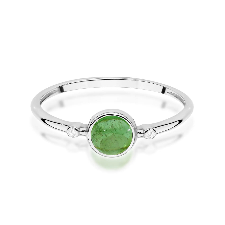 Gold Ring with 0.60ct Green Tourmaline and 0.01ct Diamonds