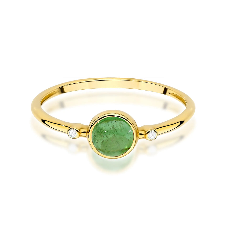 Gold Ring with 0.60ct Green Tourmaline and 0.01ct Diamonds