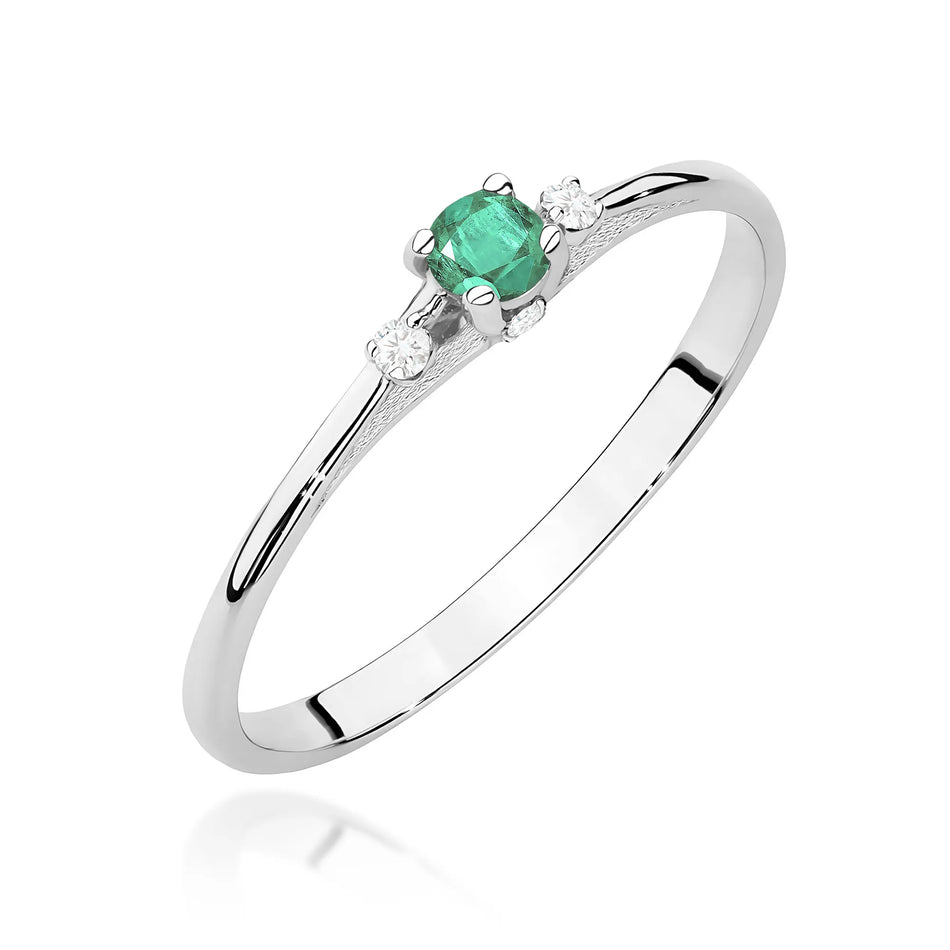 Gold Ring with 0.15ct Emerald and 0.046ct Diamonds