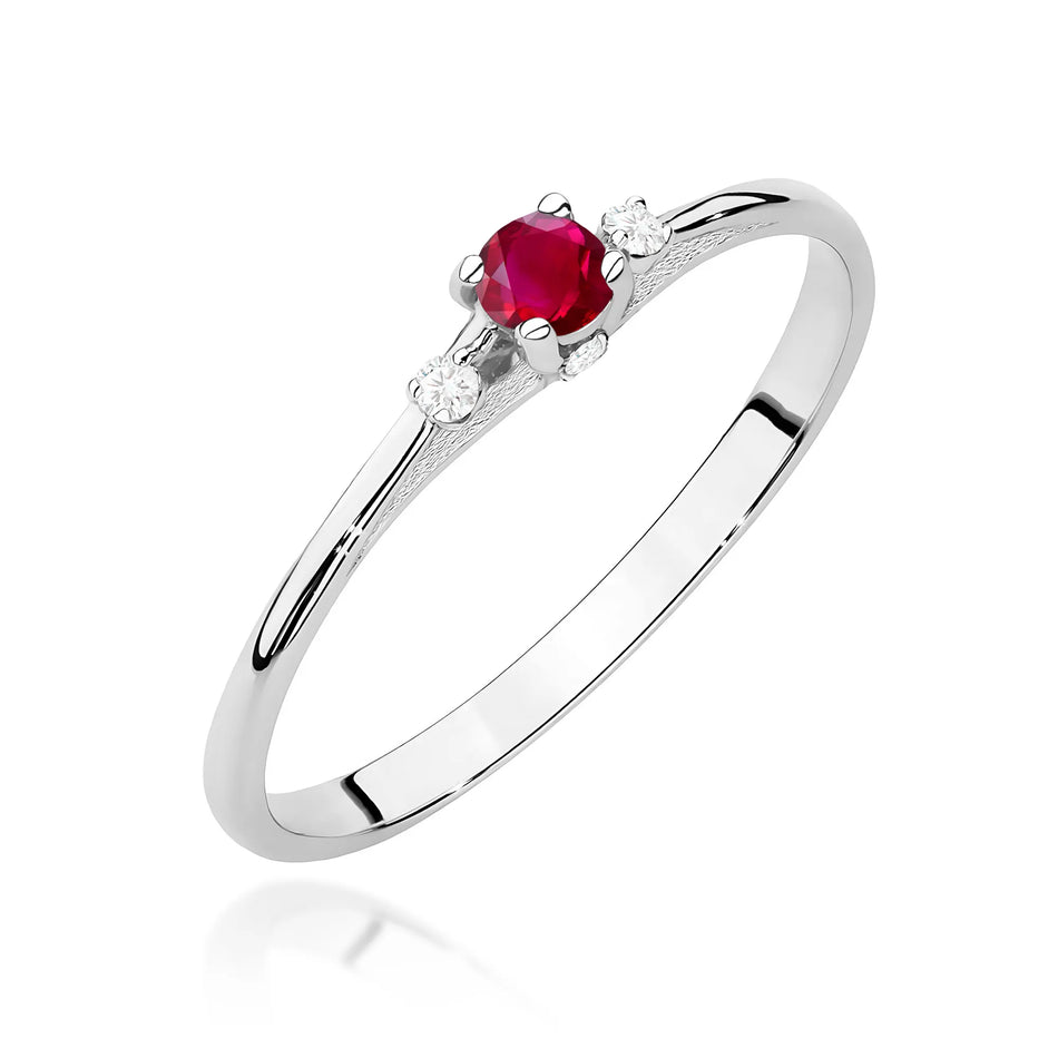 Gold Ring with 0.15ct Ruby and 0.046ct Diamonds