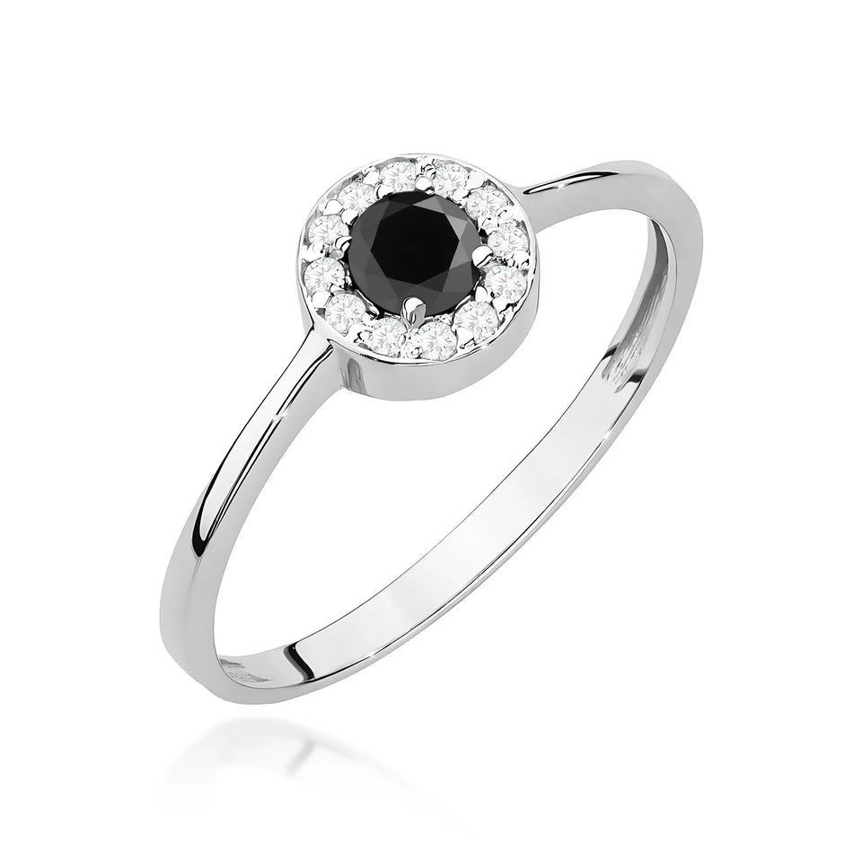 Gold Ring with 0.30ct Black diamond and 0.103ct Diamonds