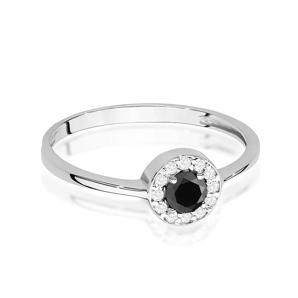 Gold Ring with 0.30ct Black diamond and 0.103ct Diamonds