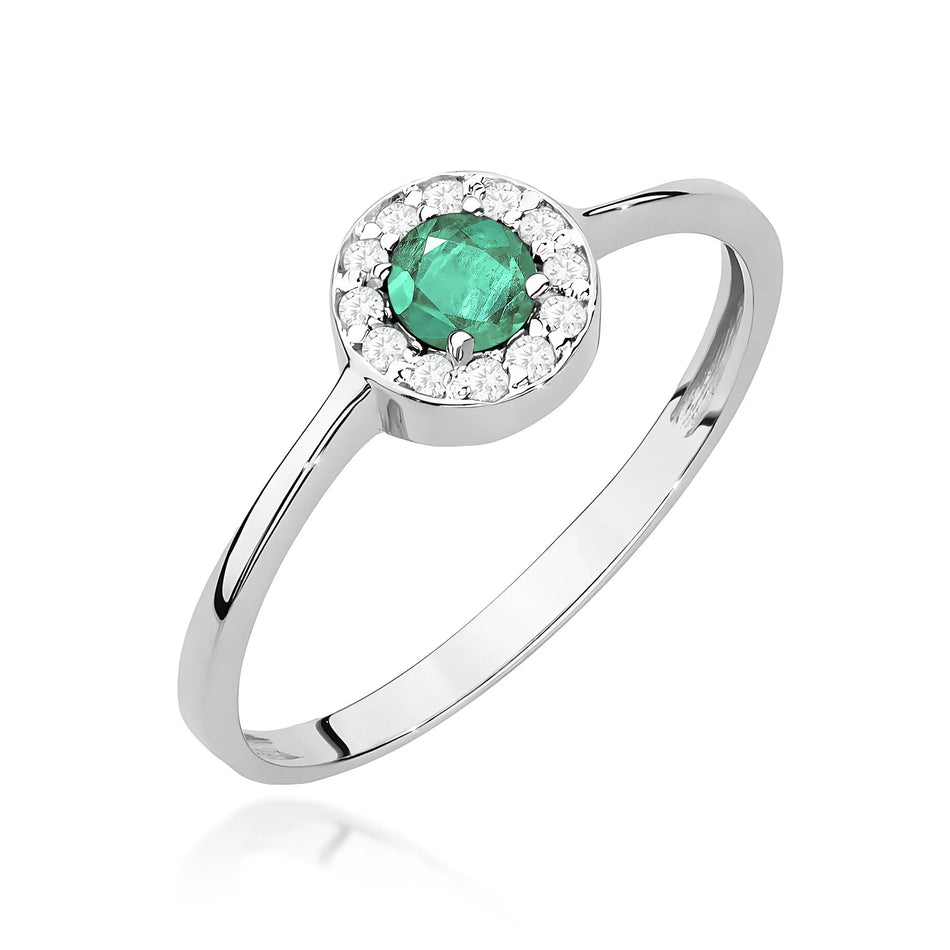 Gold Ring with 0.30ct Emerald and 0.103ct Diamonds
