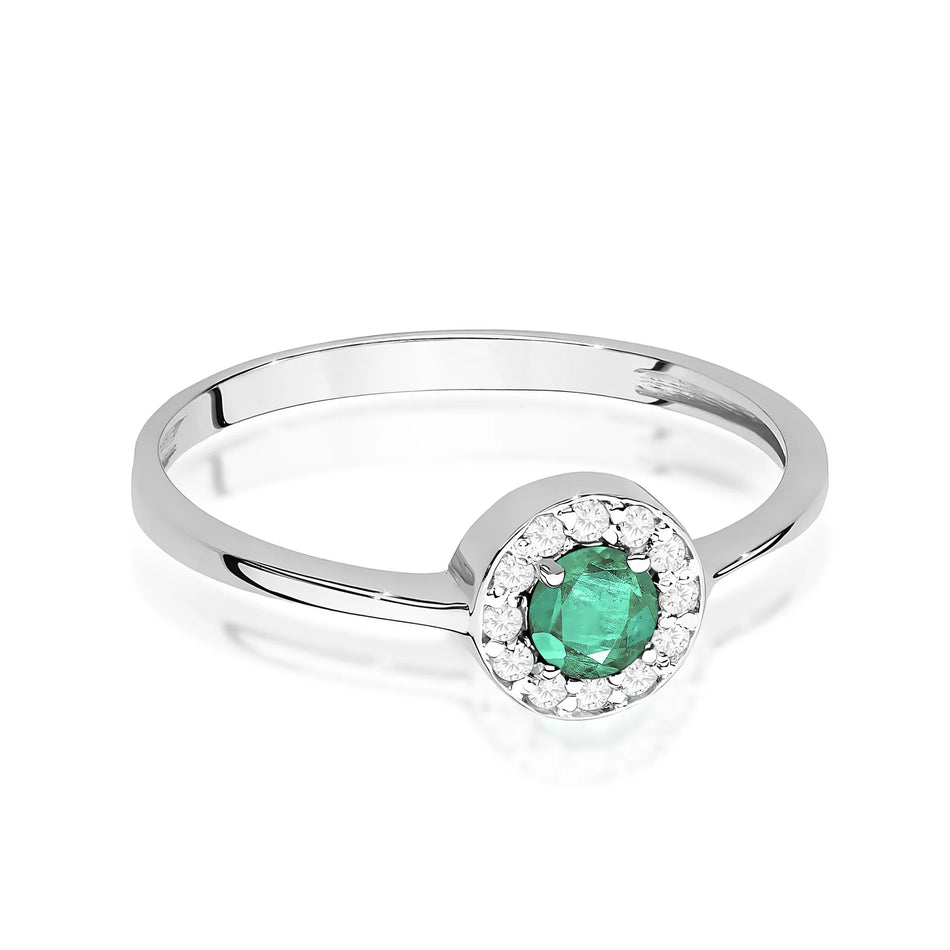 Gold Ring with 0.30ct Emerald and 0.103ct Diamonds