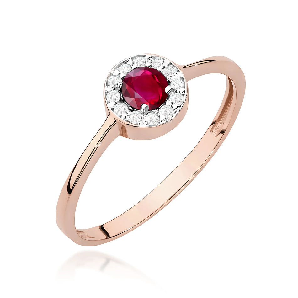 Gold Ring with 0.30ct Ruby and 0.103ct Diamonds