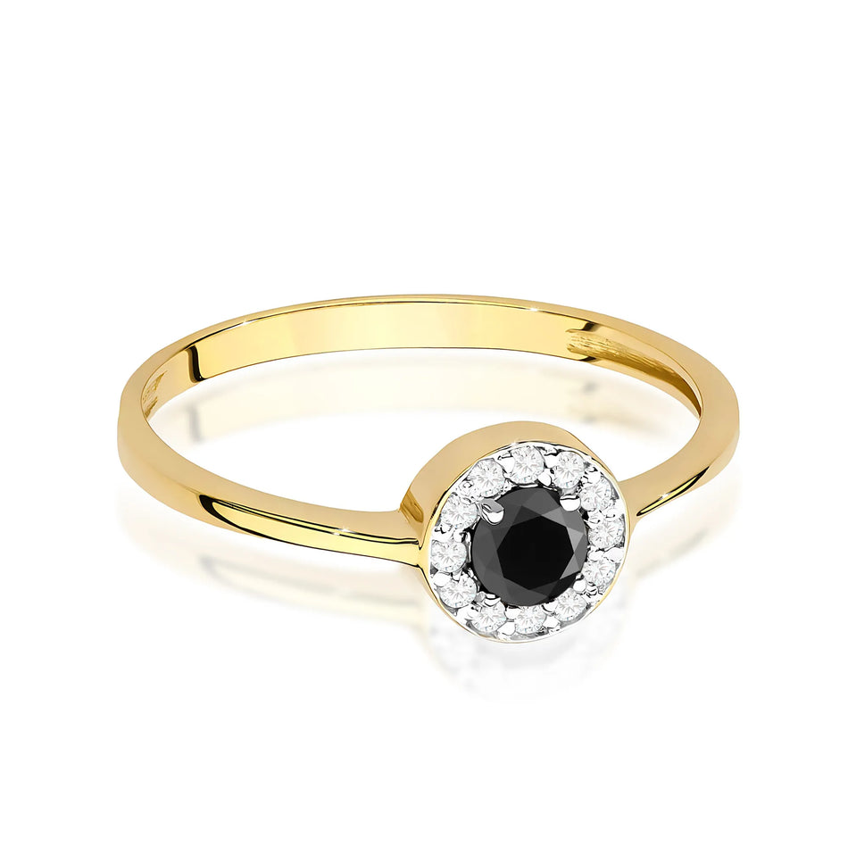 Gold Ring with 0.30ct Black diamond and 0.103ct Diamonds