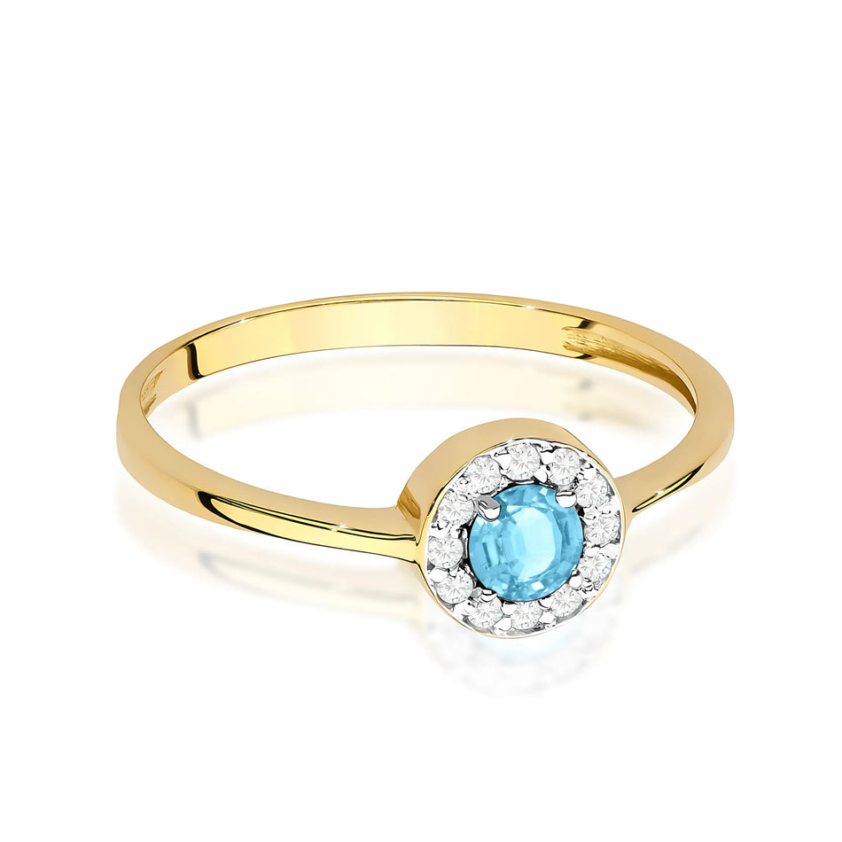 Gold Ring with 0.25ct Topaz and 0.103ct Diamonds